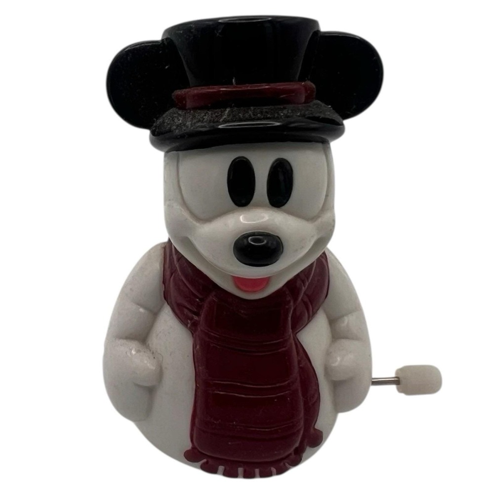 Disney Mickey Mouse Snowman With Scarf Wind Up Toy Figurine Vintage